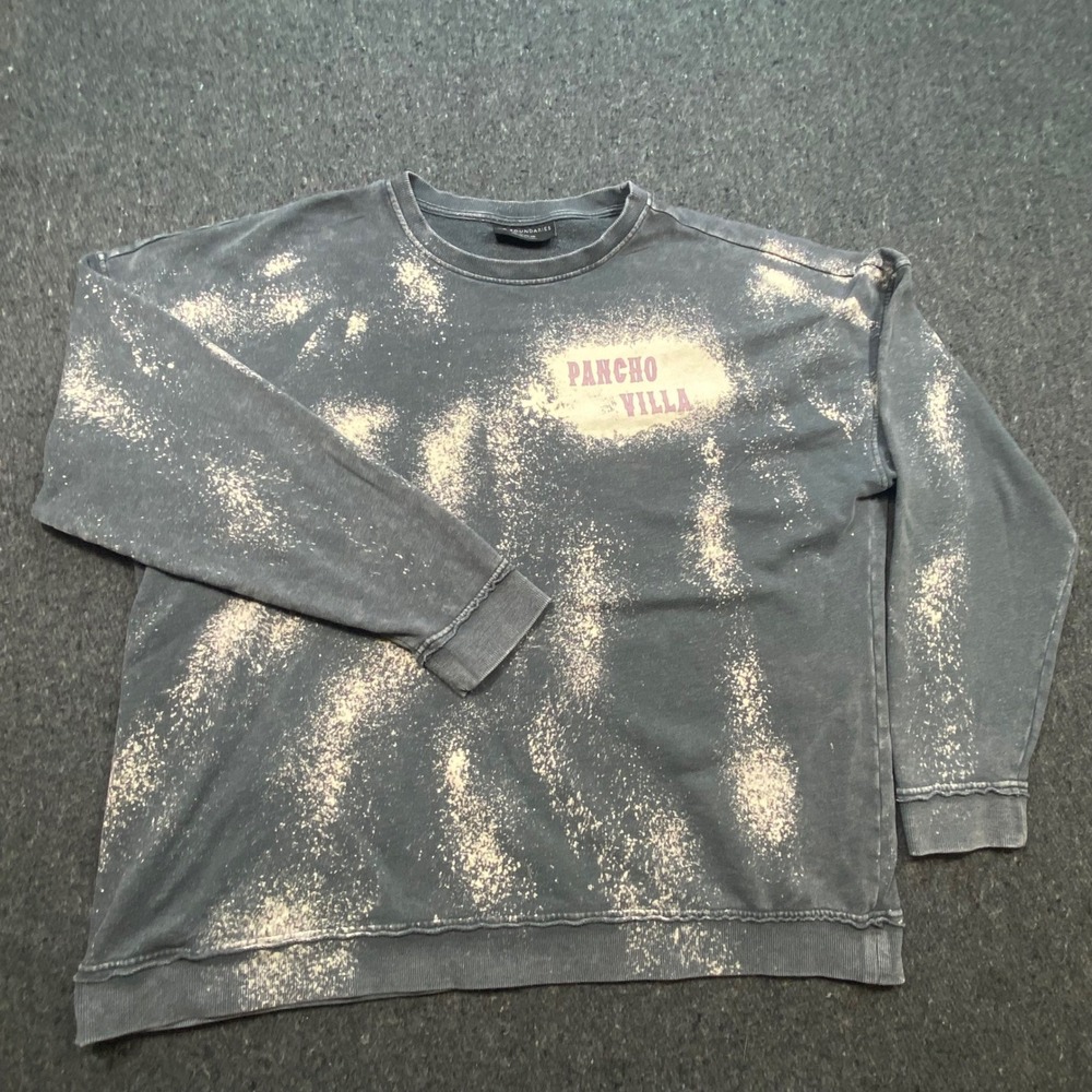No Boundaries Grunge Mens XL Pancho Villa Graphic Bleached‎ Black Sweatshirt XL